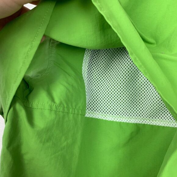 Columbia PFG Neon Green Button Down Mesh Lining Short Sleeve Shirt XL - Picture 10 of 11